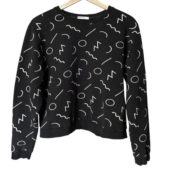 Marine Layer Anytime Print Sweatshirt In Black Noodle Print Size L - Picture 4 of 7